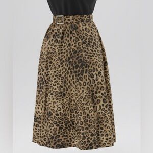 Jones New York Tan and Black Leopard A-Line Skirt
